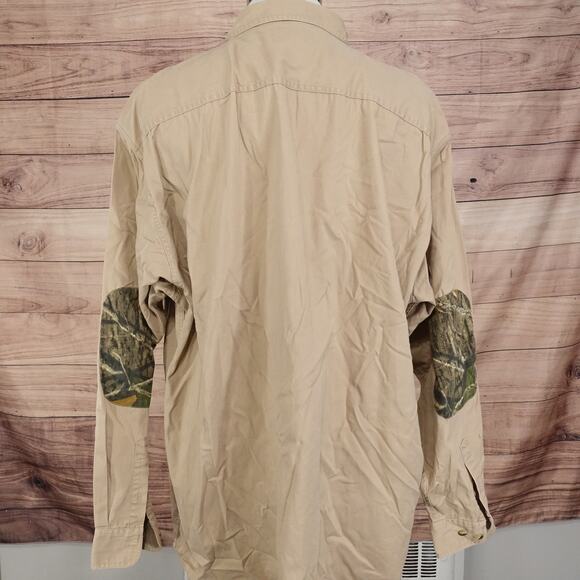 REDHEAD LONG SLEEVE BEIGE KHAKI CAMO HEAVY BUTTON UP SHIRT MENS SIZE 2XLT TALL - Picture 4 of 6